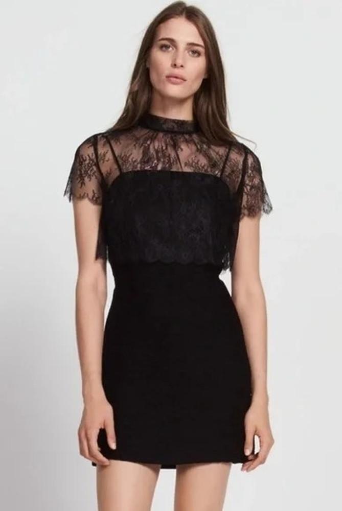 SANDRO 산드로 (창고정리) 블랙 레이스 케이프 미니 원피스
