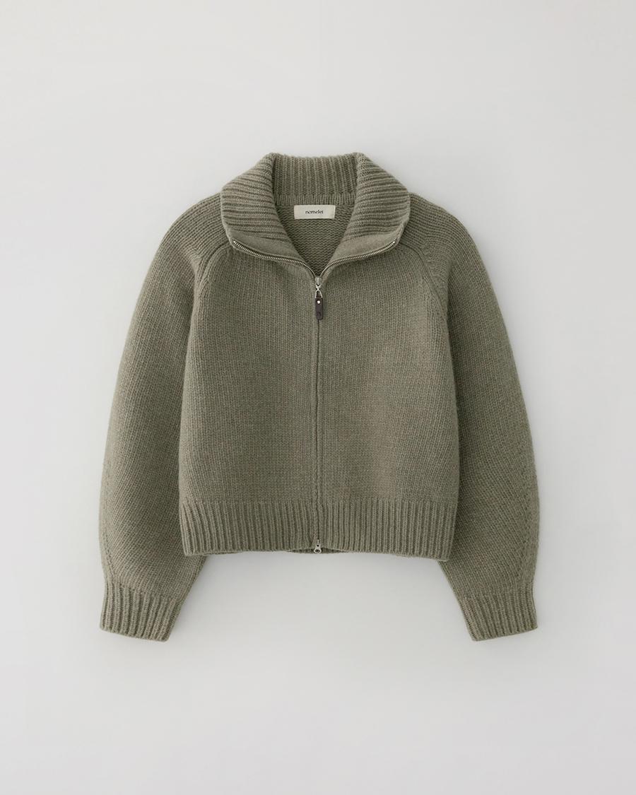 Villa knit zip-up - soft khaki