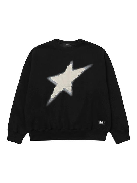 BLACK STARS APPLIQUE LOOSE SWEATSHIRT