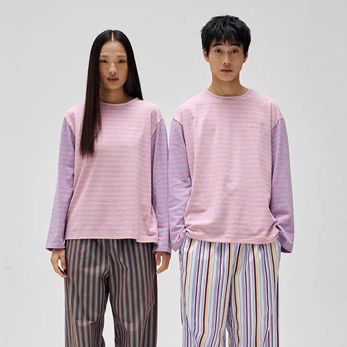 [29CM 단독]트윈 슬리브 티셔츠_핑크 스트라이프 2SIZES