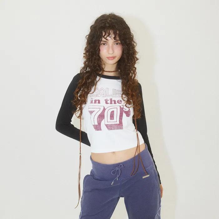 COLORBLOCK RAGLAN CROP T-SHIRT BLACK