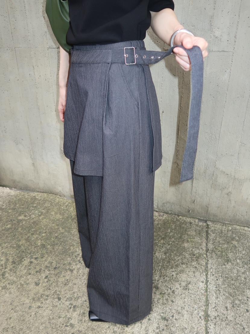 TEXTURED DRAPE PANTS - CHARCOAL