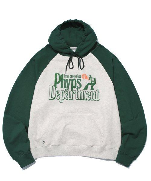 PHYPS® BASKETBALL SHOT RAGLAN HOODIE OATMEAL / GREEN