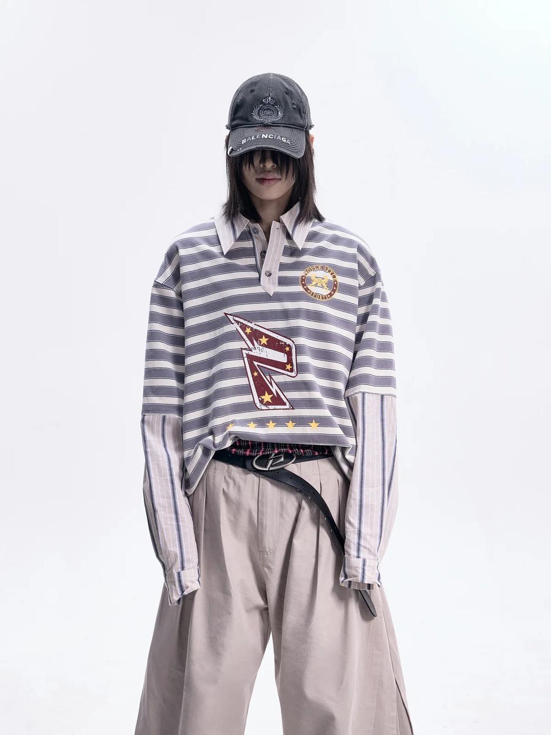 Striped Long-Sleeved Polo