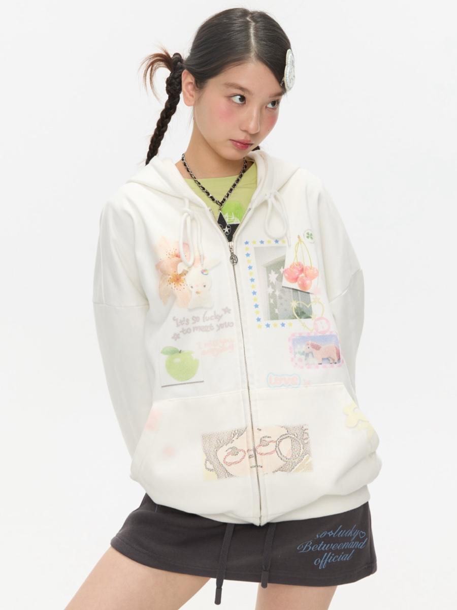 [PRE-ORDER 10% SALE] BETWEENAND Graffiti Collage Hoodie Zip-Up