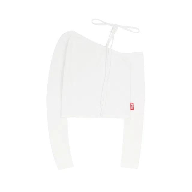 스프링 오프숄더 리본 티셔츠