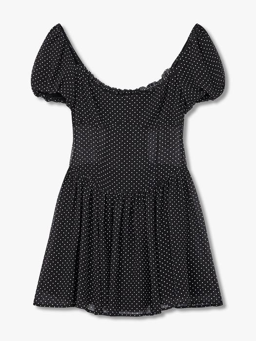 도트 패턴 스쿱 넥 드레스_블랙 RF14107045