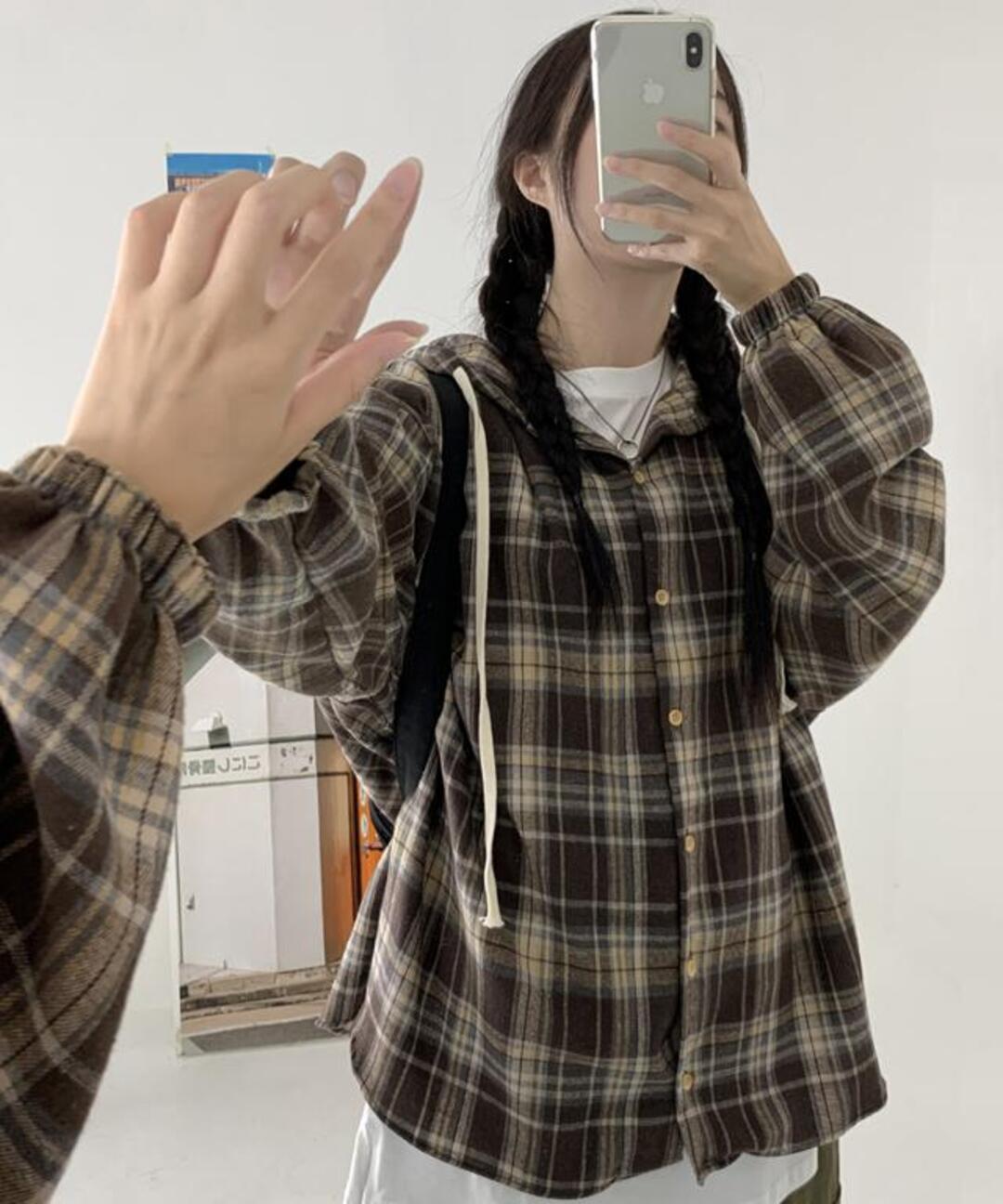 러브앤드팝 [UNISEX]후타 체크 후드셔츠