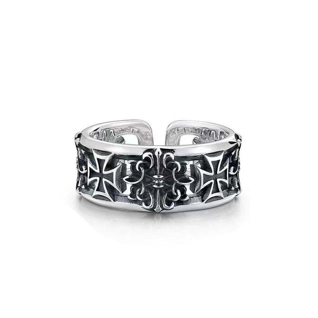 [925 Silver] 블랙 크로스 와이드 오픈링