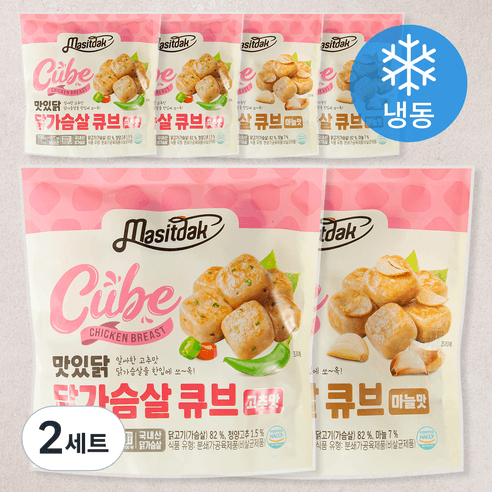 맛있닭 닭가슴살 큐브 100g x 2종 x 6팩 세트 (냉동), 2세트