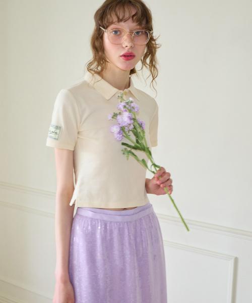 Label Short Pique Shirt_ Ivory