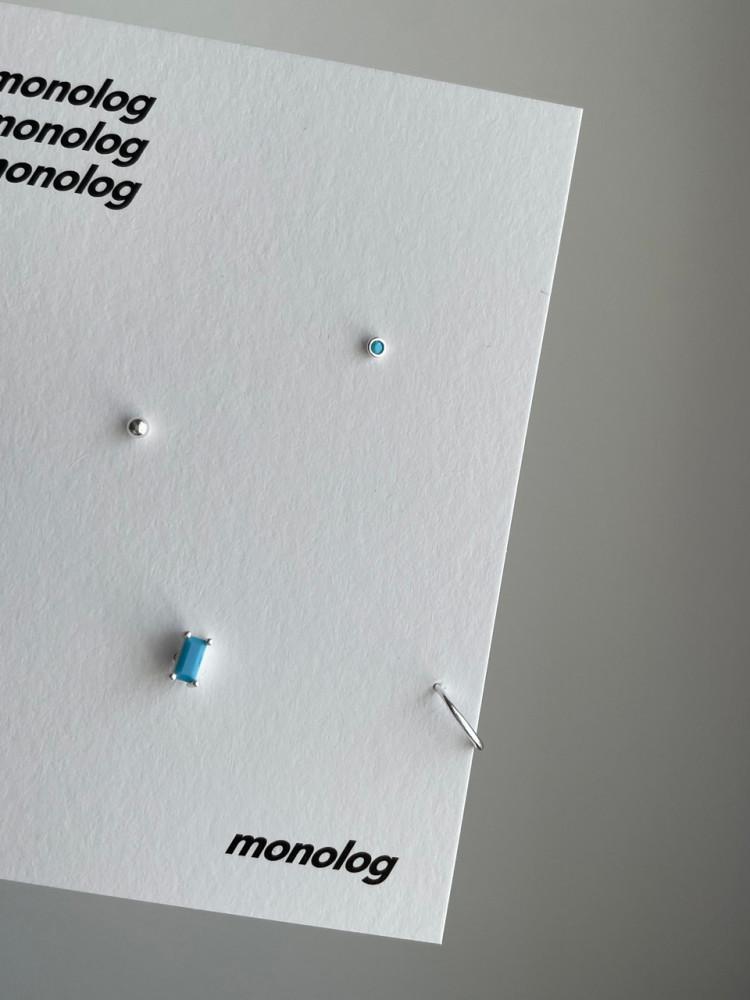 [모노로그] 터키석 바게트컷팅 실버볼 원터치링 피어싱 세트 P097