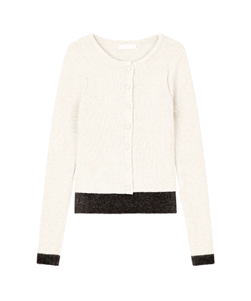 [아이보리 외 당일발송] [연말룩🎄] [일체형] 마레 울 레이어드 단추 가디건