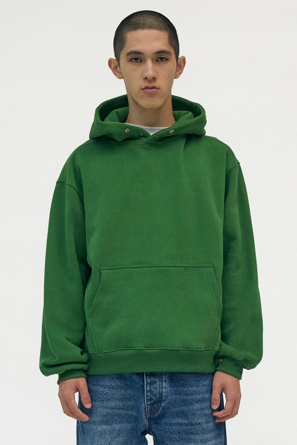 PLAIN SNAP HOODIE [LEAF GREEN]