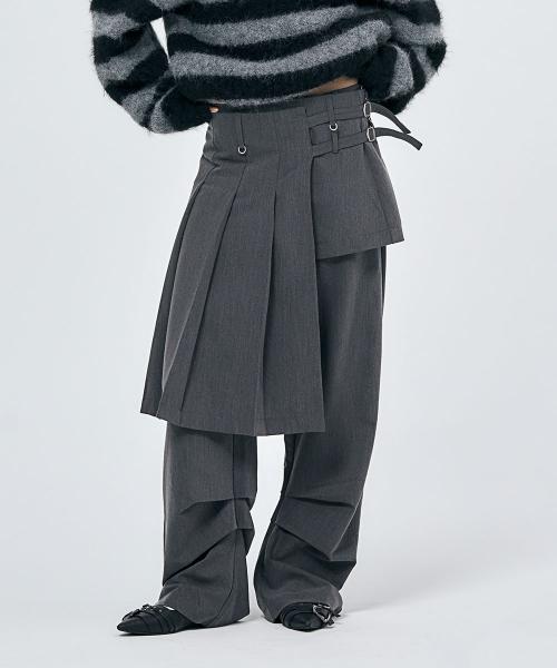 ASYMMETRY SKIRT SLACKS GREY