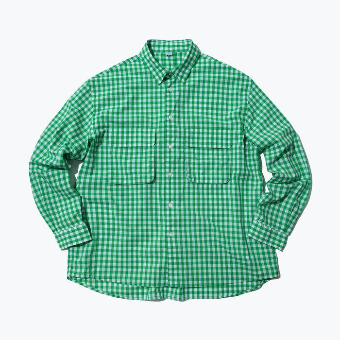 GINGHAM WIDE SHIRT (WHITE/GREEN)