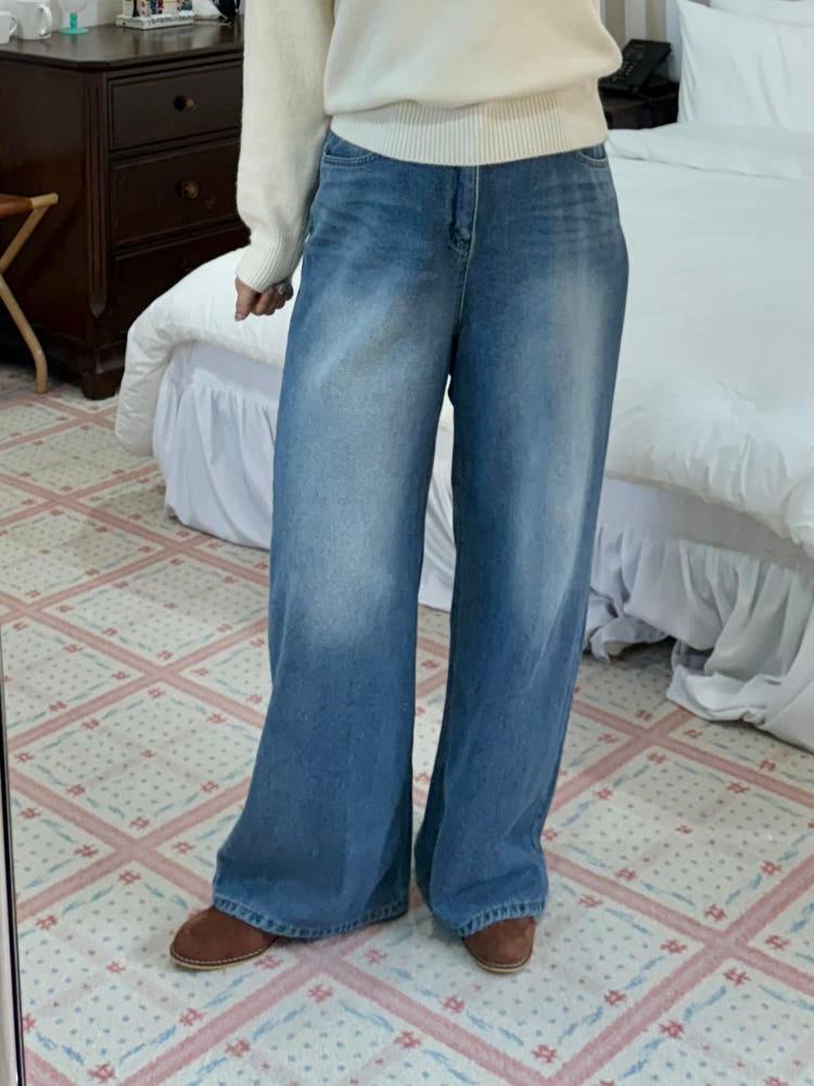 241 MADE [S-2XL] 기모듬뿍 겨울후들 도톰 와이드 데님 팬츠