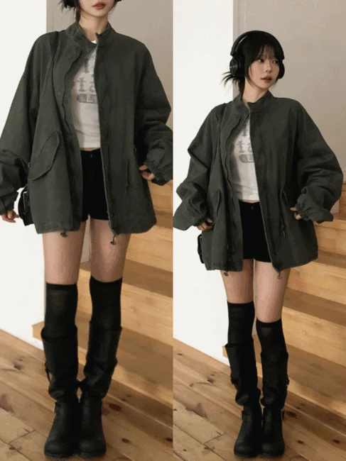 [주문량급상승] 모브 워시드 숏 피쉬테일 야상 - 3color