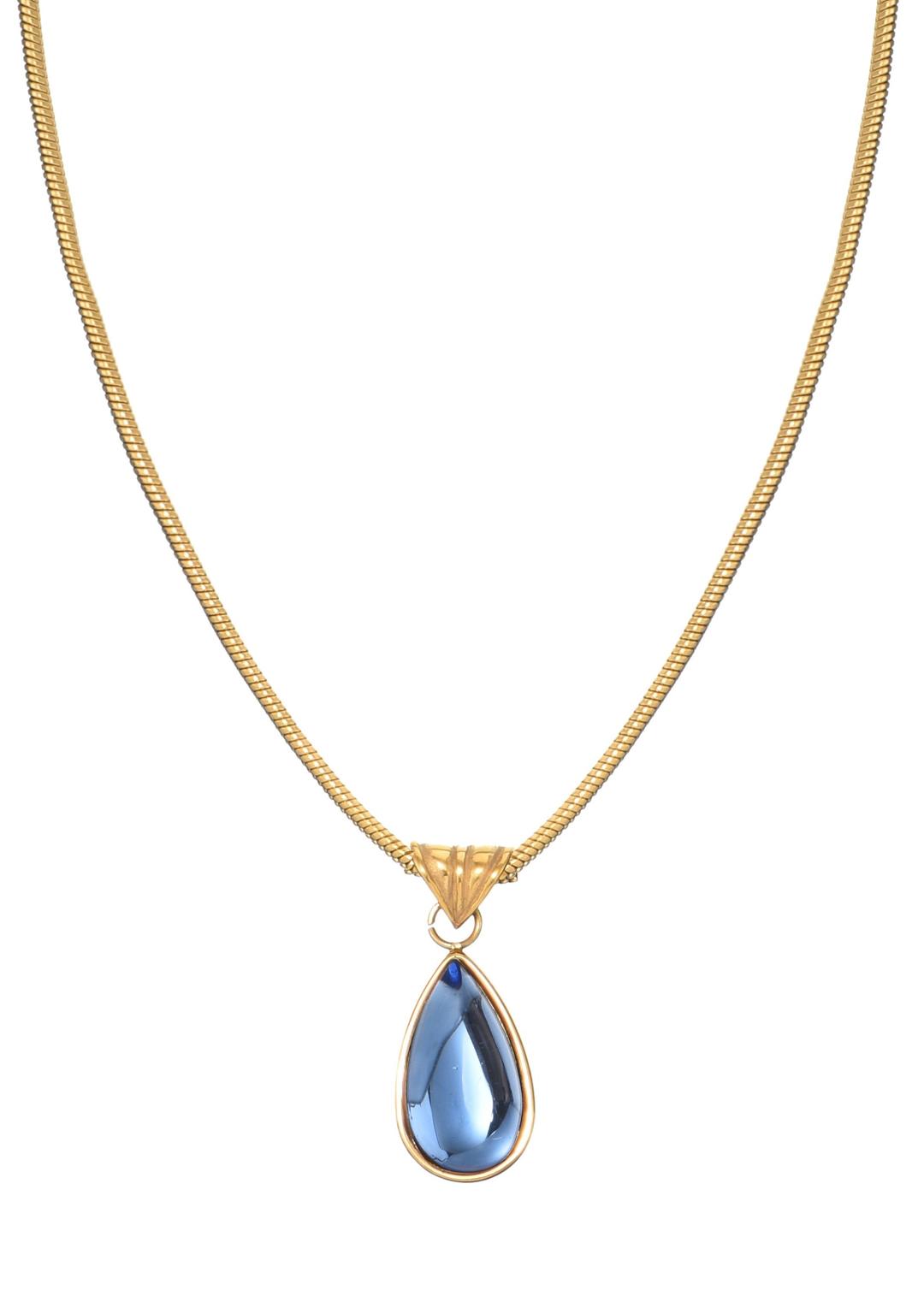 Rosalia Blue Stone Waterdrop Golden Necklace