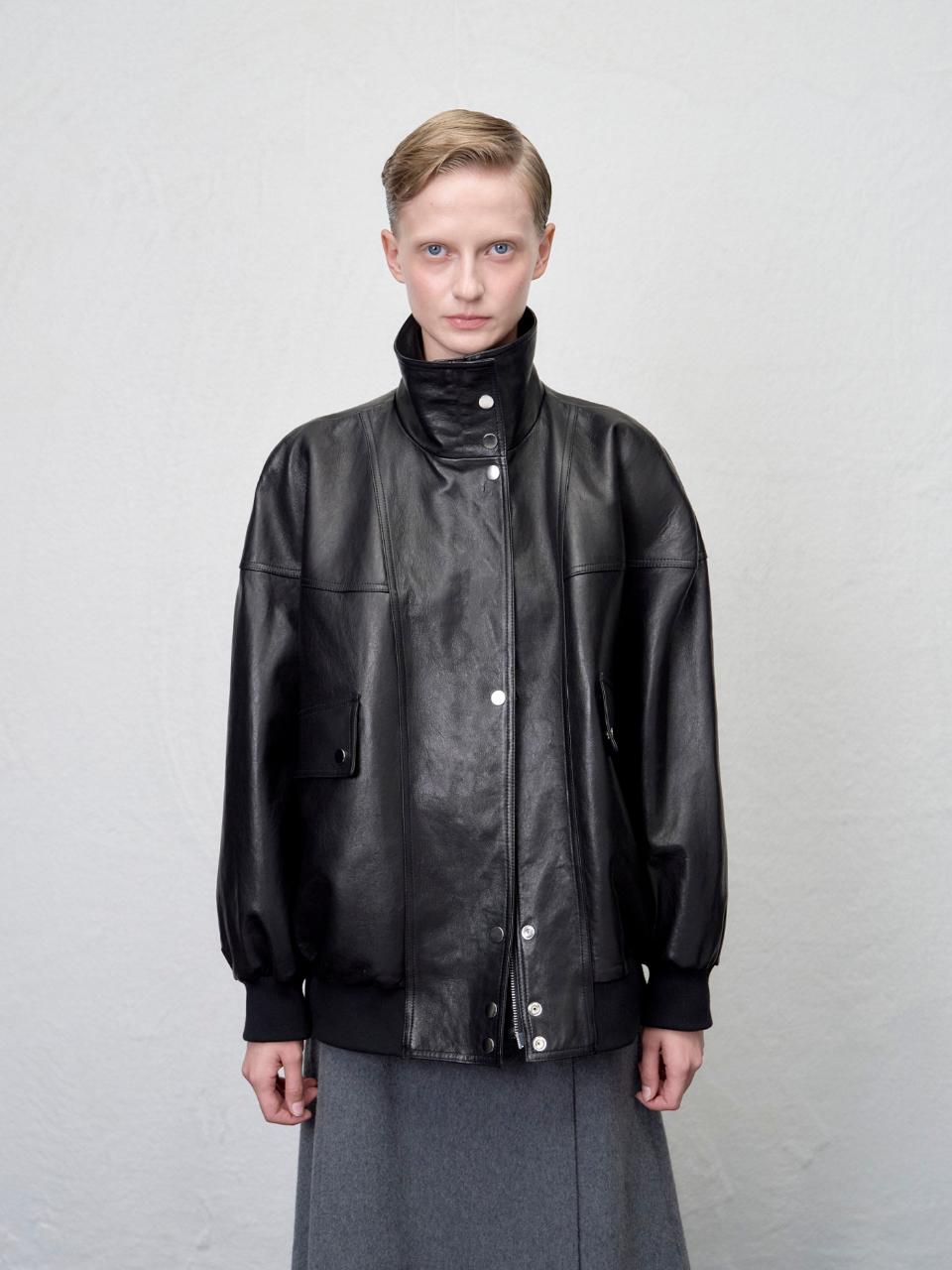 Segin oversized panel leather bomber jacket by ONLY FRANK s.r.l