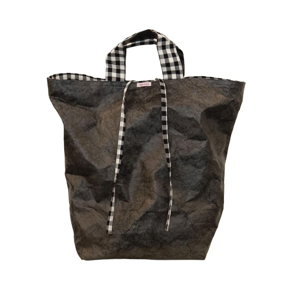 [WEE FOLK] TYVEK PAPER PICNIC GINGHAM  BAG - BLACK