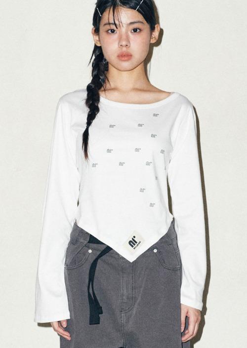 T12.00 Unbalanced Long-sleeved T-shirt _ Printed White