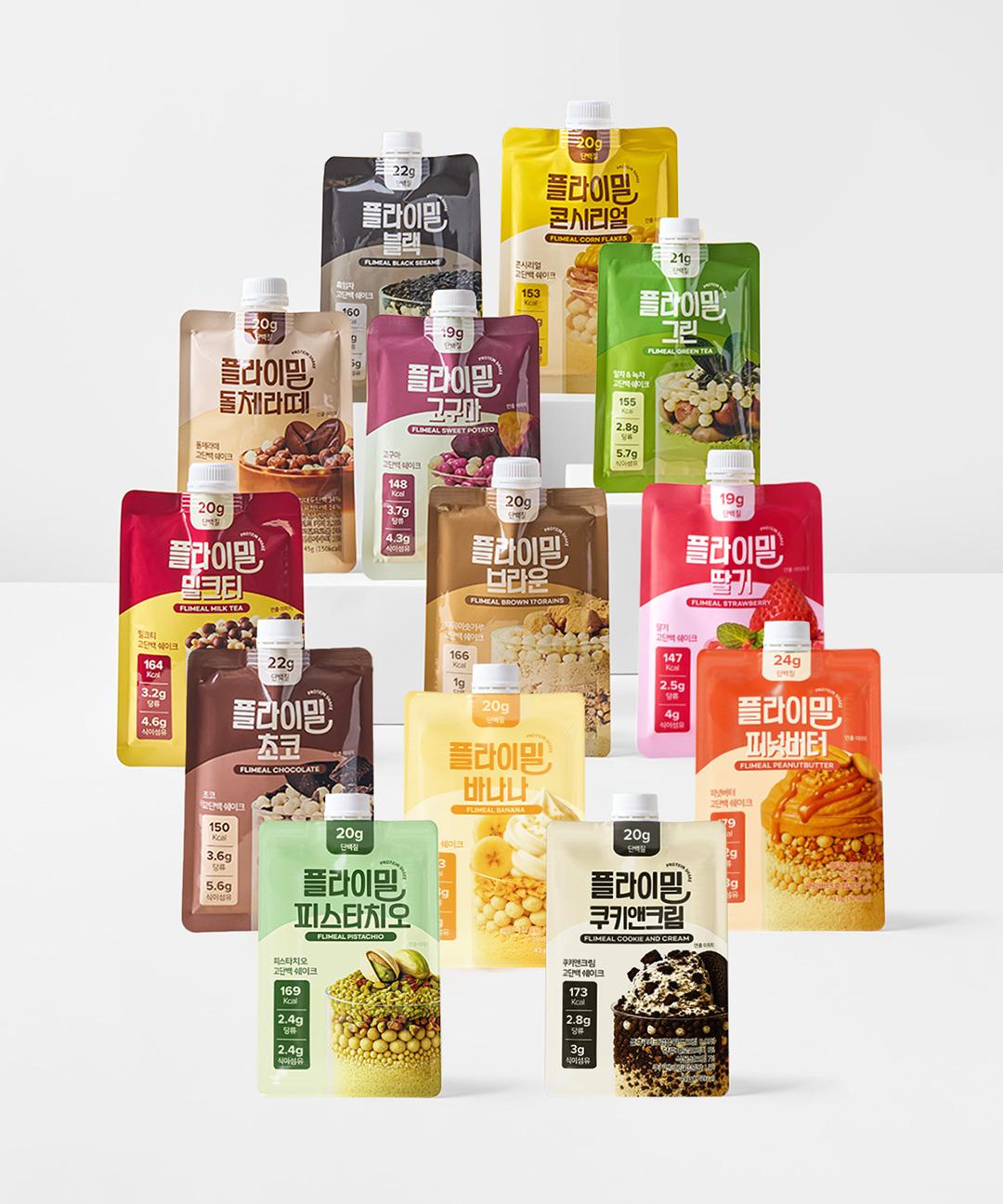 플라이밀 [스타터팩]13가지 맛 각1포! 단백질 쉐이크 파우치 (45gx13포)