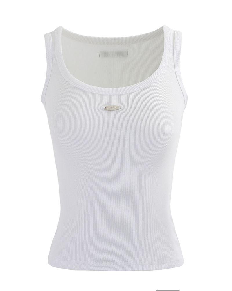 METAL SEMI CROP SLEEVELESS TOP (IVORY)