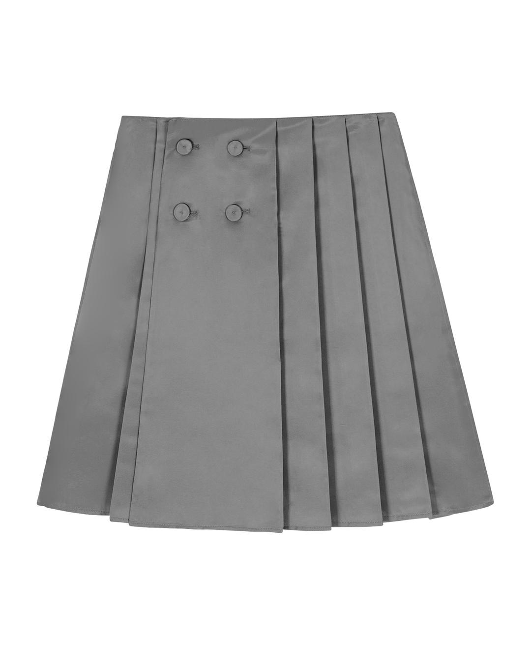 TWO-WAY PLEATED WRAP MIDI SKIRT _ GREY (9/29 예약발송)