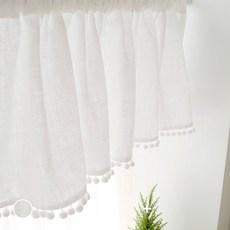 린넨 바란스 커튼 폼폼