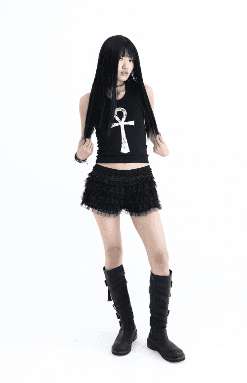 Ankh Halter neck tank top - black