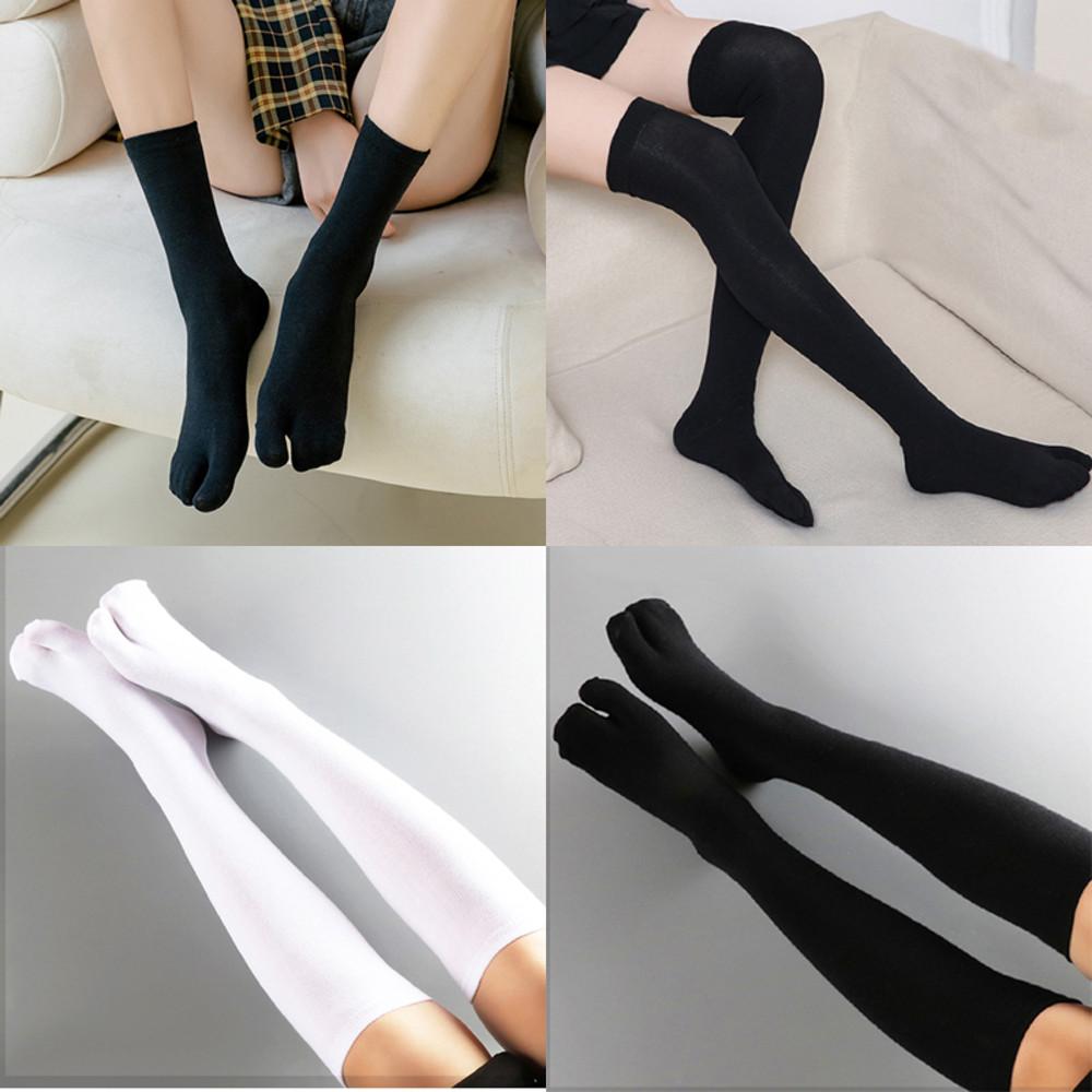 여성 고급 무지 타비양말 뒤꿈치 없는 장목 니삭스 오버니삭스 2켤레세트