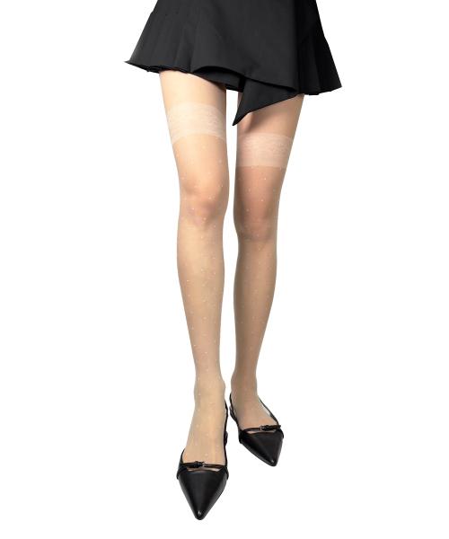 white sheer mini dot tights