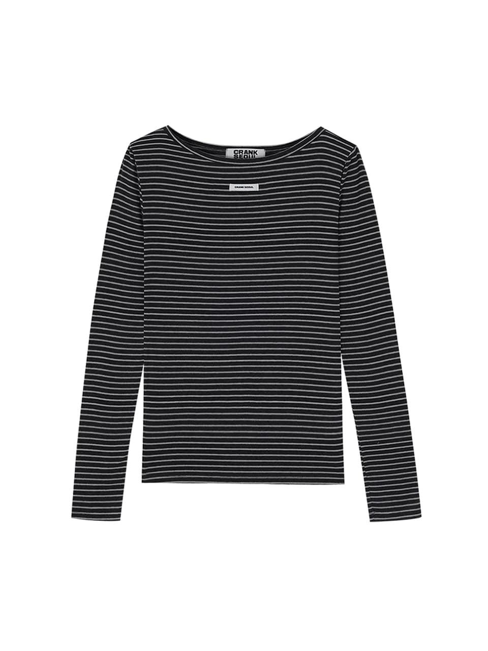 STRIPED BASIC BOATNECK TOP_CHARCOAL