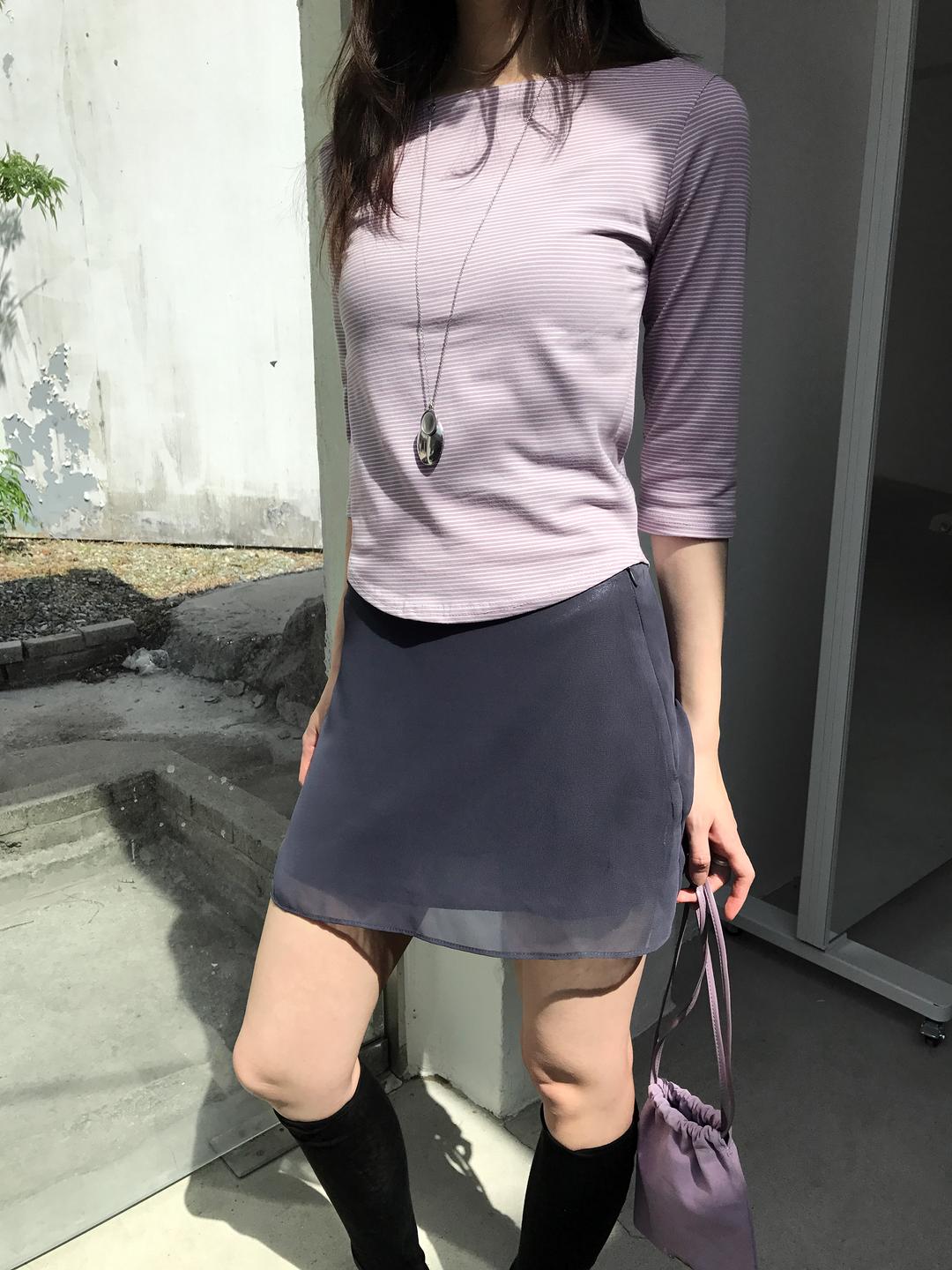 Pudding Stripe Boat Top, Pale Pink (2c)