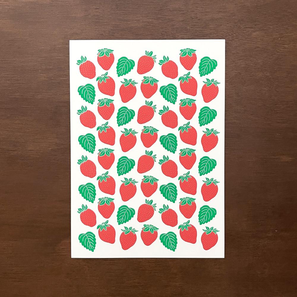 [츄지어바웃] 실크스크린 포스터 - 딸기