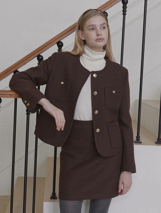 Jane Tweed Goldish Jacket - Brown