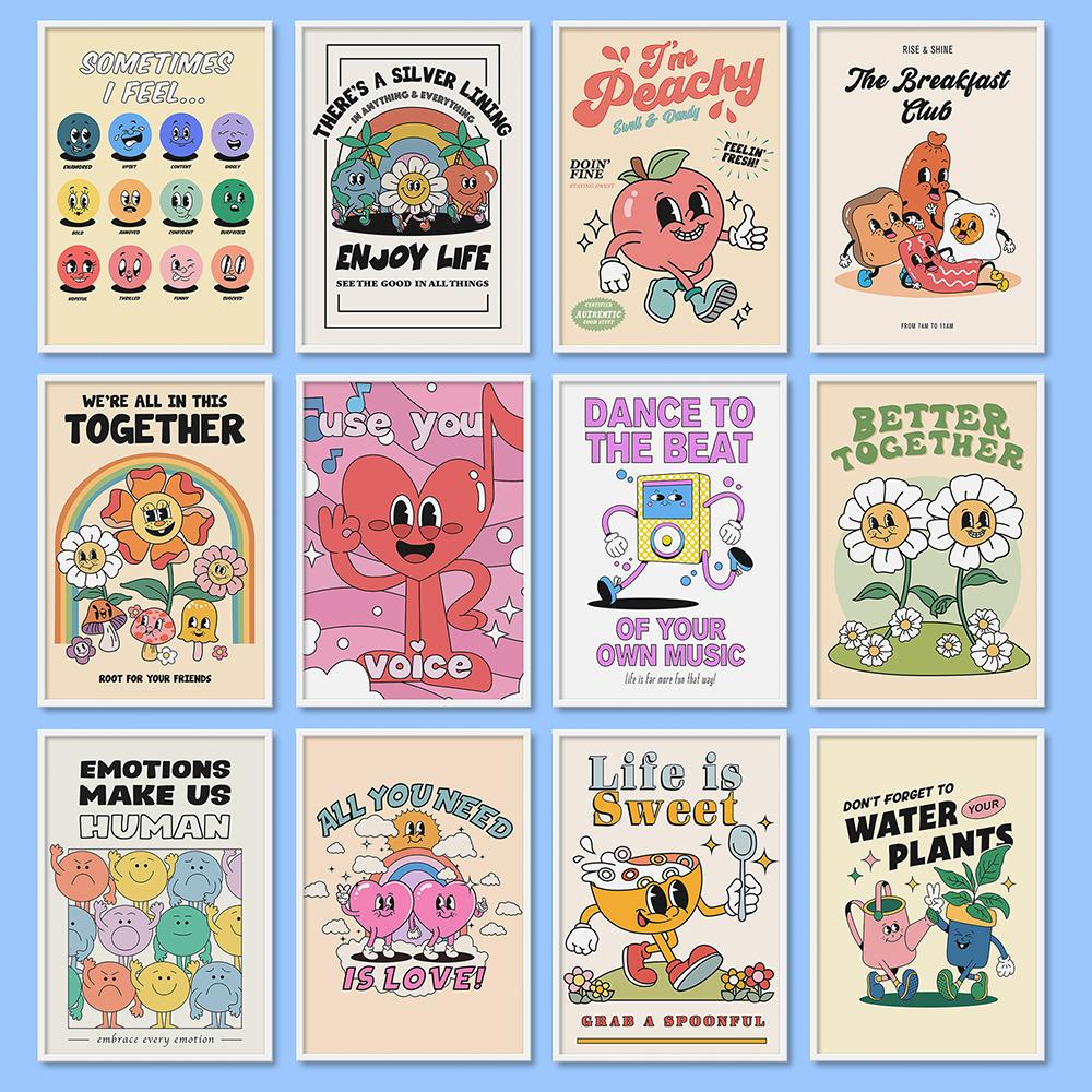 긍정 에너지 레트로 포스터 35종 감성 일러스트 인테리어그림액자