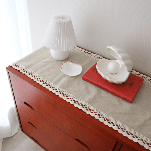 [블랙라벨] 베이지 린넨 레이스 러너 3size