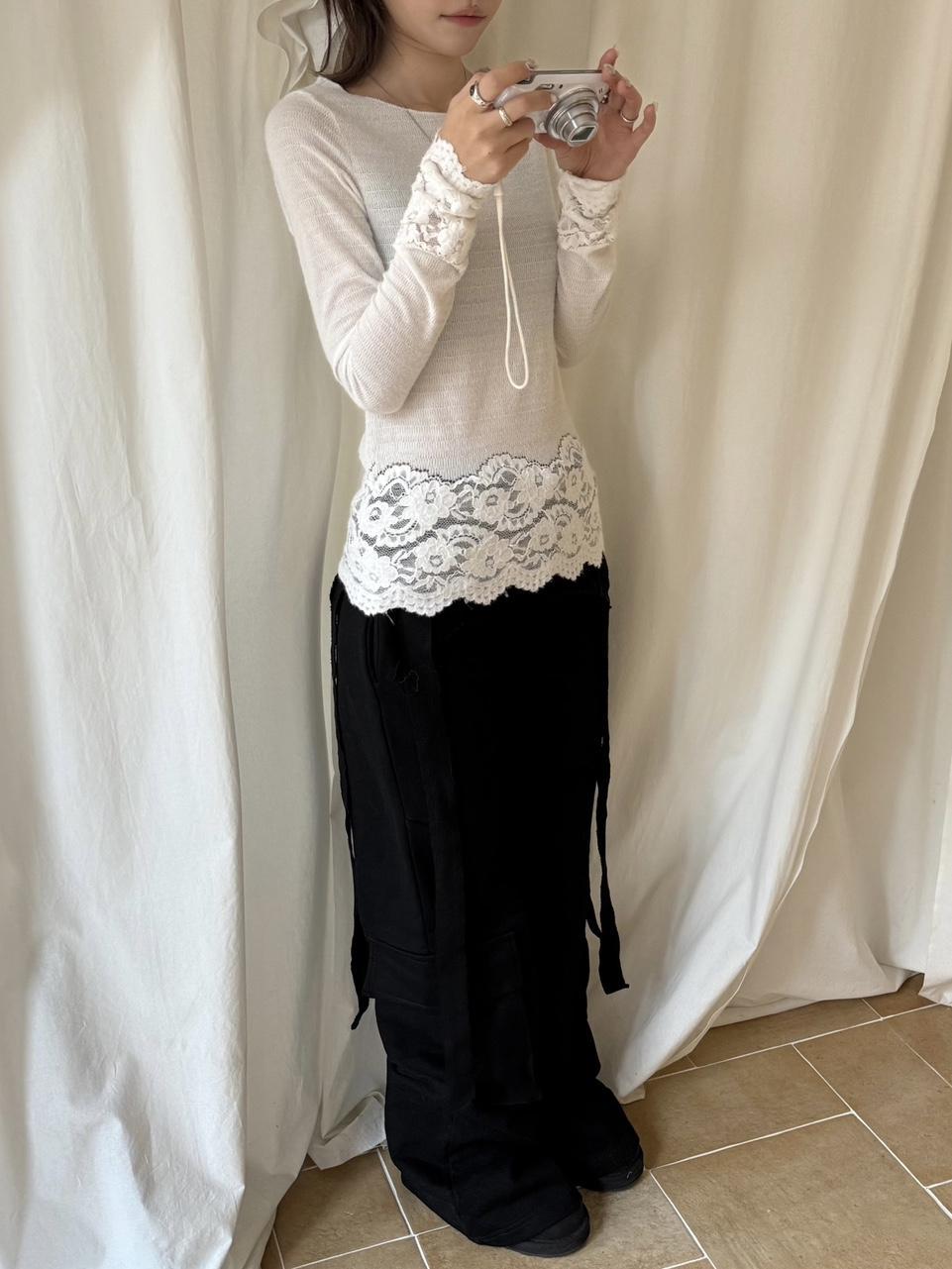 슬립오버 soft lace t 빈티지 레이스 레이어드 니트