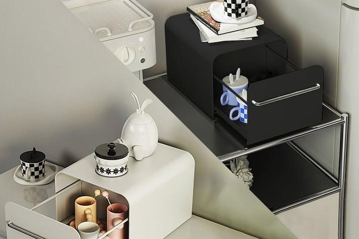 미드센추리 철제 머그컵 영양제 슬라이드보관함/수납함