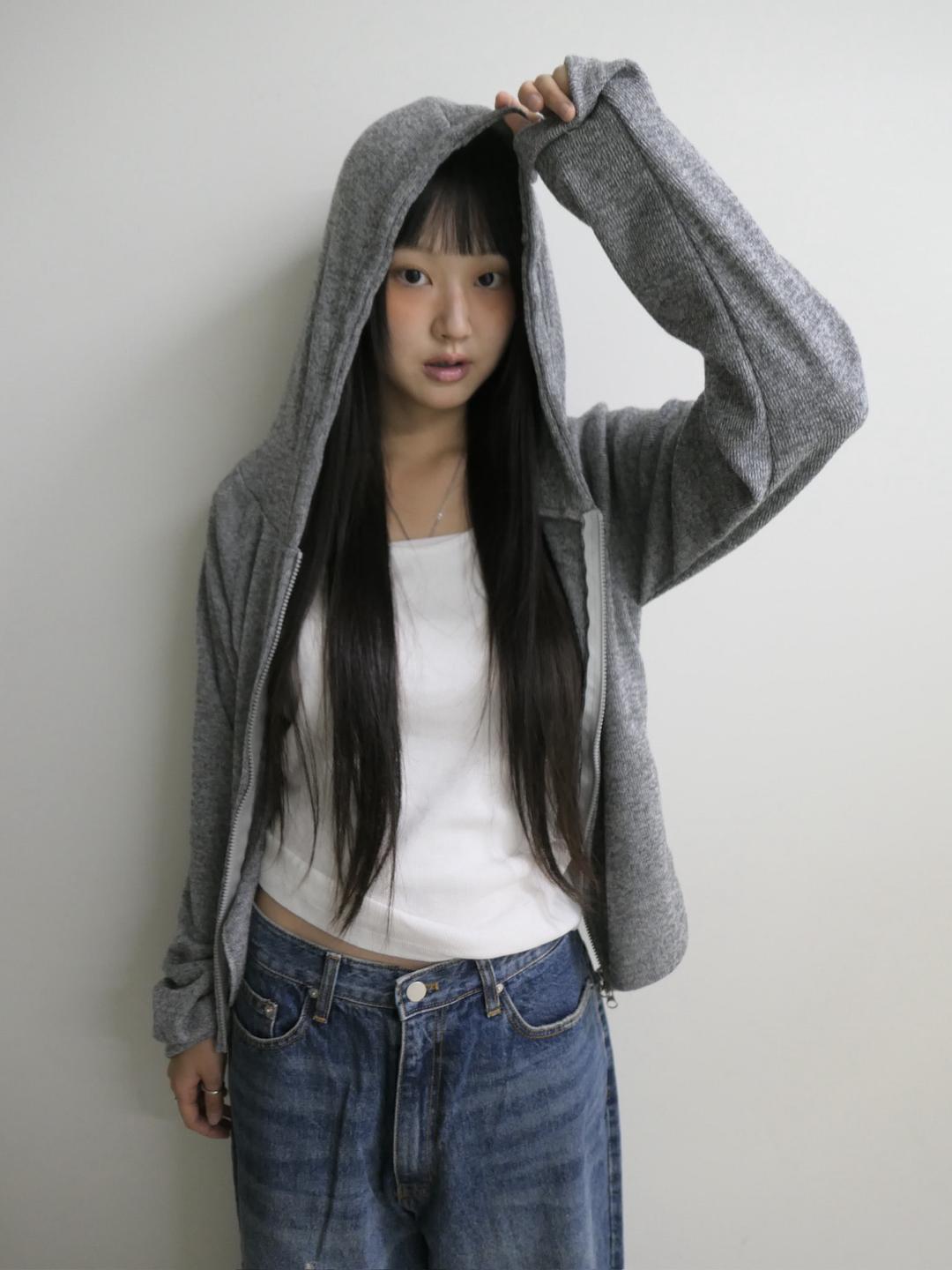 mix knit hoodie