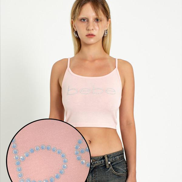 bebe 슬리브리스 크롭탑 핑크
