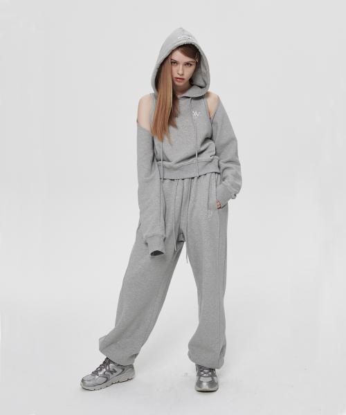 시그니쳐 로고 쓰리피스 후드 세트 그레이