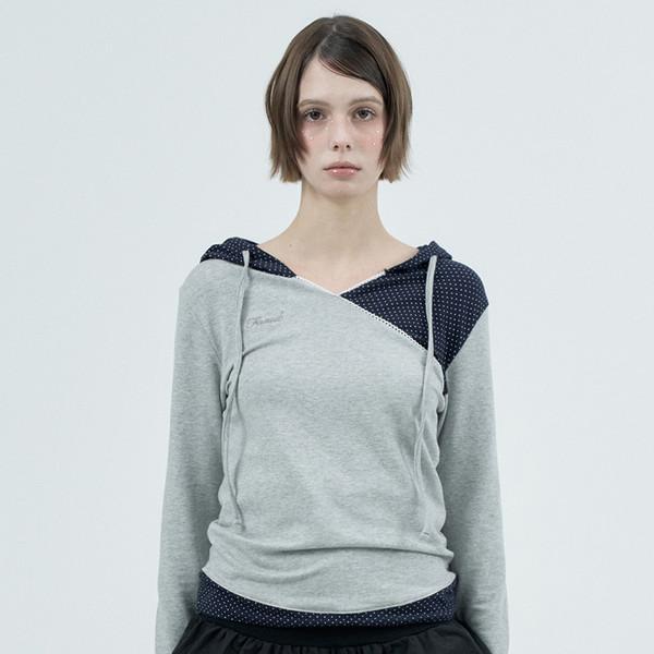 (4/18일 예약 배송)  dot wrap layered hoodie / gray