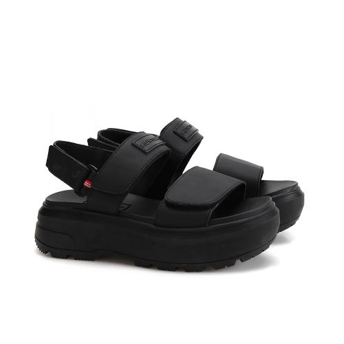 [WOMEN] 시티 레블 레더 힐 스트랩 샌들 - 블랙 UFD3110LEABLK