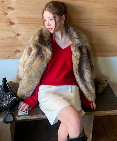 High Neck Heritage Fur Jacket_Brown