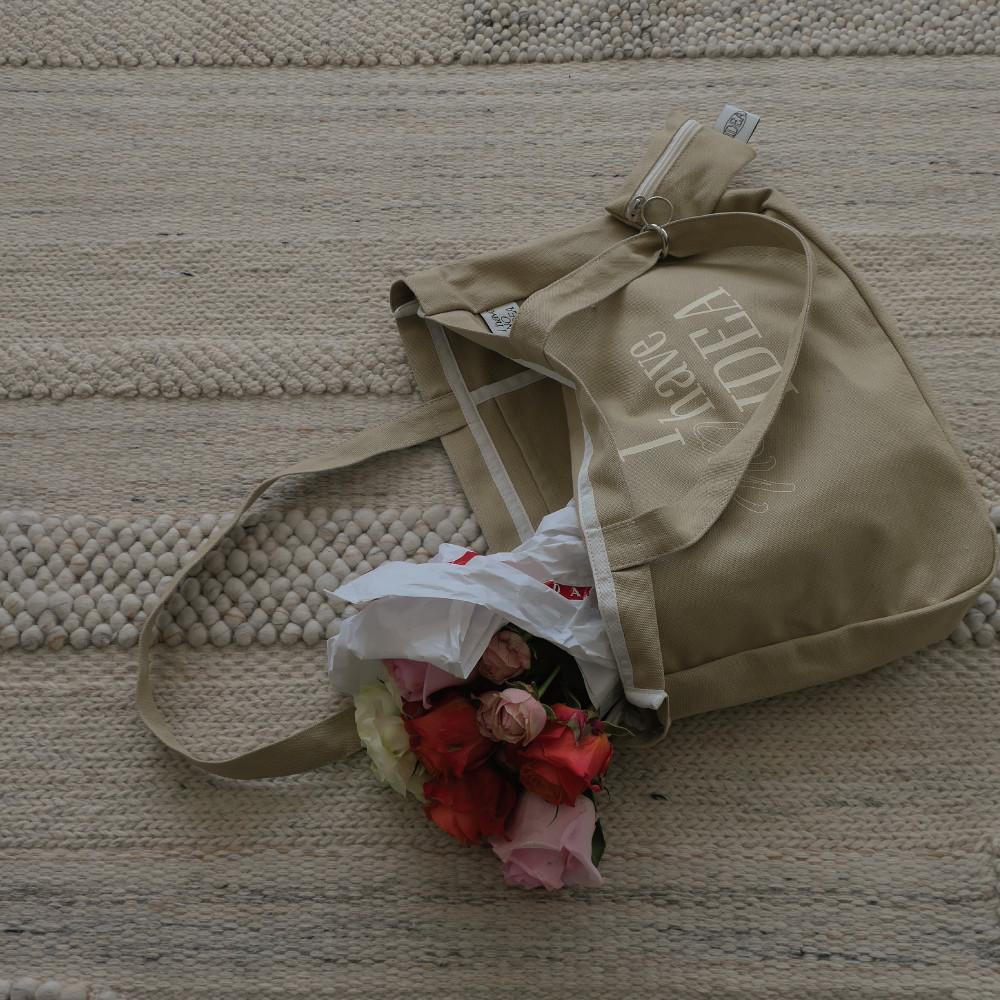 아해노아 클래식 에코백 베이지 Classic Ecobag 디자이너 여성 연예인 데일리 캔버스 숄더 토트 백 가방