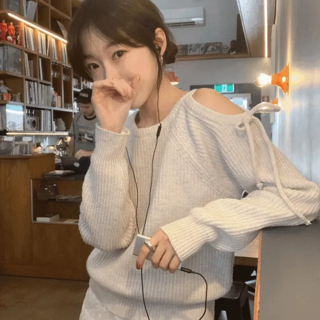 [🌷발레코어][98project/1천장돌파] 키비 리본 어깨트임 니트 - 3 color