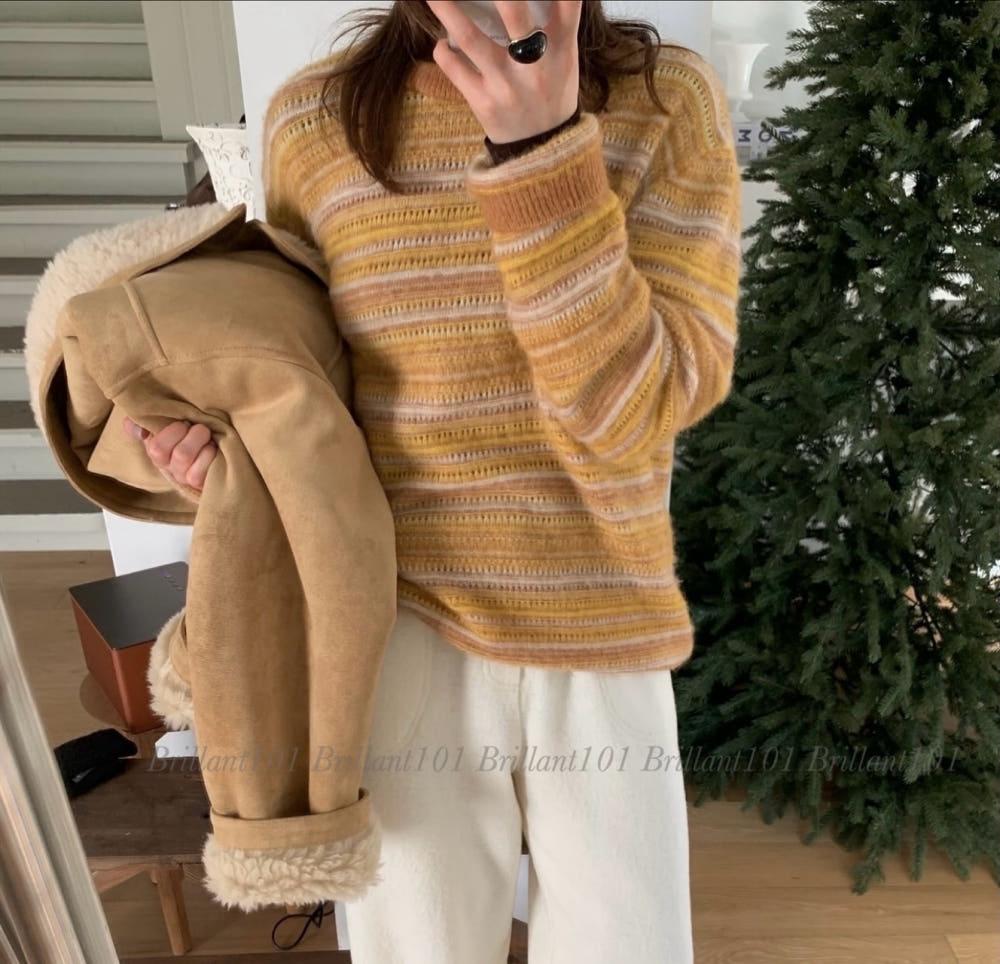 곤당일/ 마레 스트라이프 키드 라운드니트 3colors